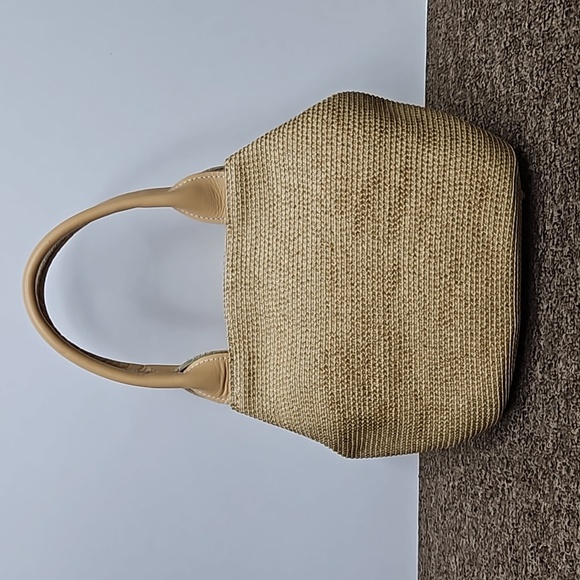 Eric Javits Tan Straw Shells Purse Handbag 13" x 13" - Picture 3 of 8